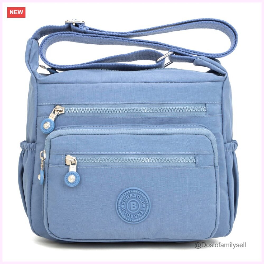 Waterproof Nylon Crossbody Bag with 10 Pockets Lightweight Travel Purse